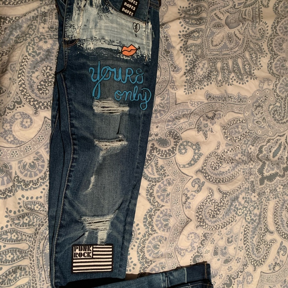 American Eagle Graffiti Patchwork Jeggings - image 5